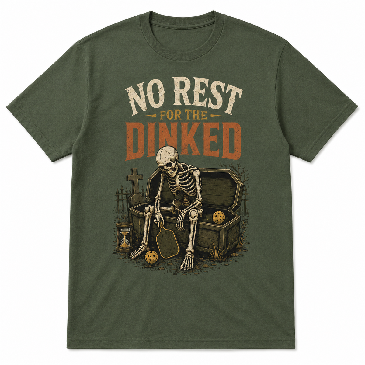 No Rest for the Dinked Pickleball Halloween Skeleton Shirt