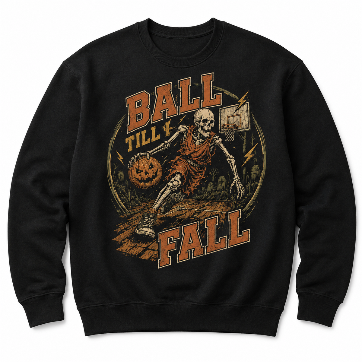 Ball Till I Fall Basketball Halloween Skeleton Shirt