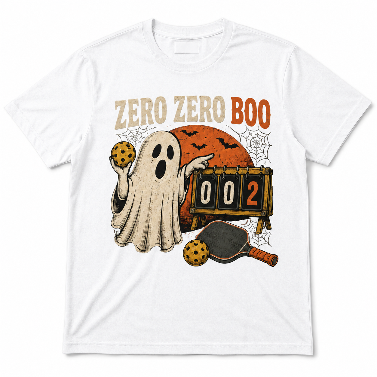 Zero Zero Boo Pickleball Halloween Ghost T-Shirt
