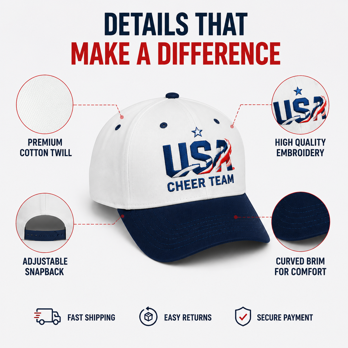 USA Fan Gear Combo – T-Shirt, Cap & Scarf